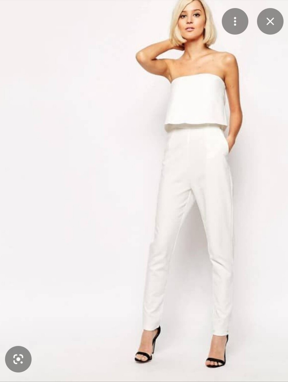 Lavish Alice White Strapless Fold-Over Jumpsuit With Pockets Bridal